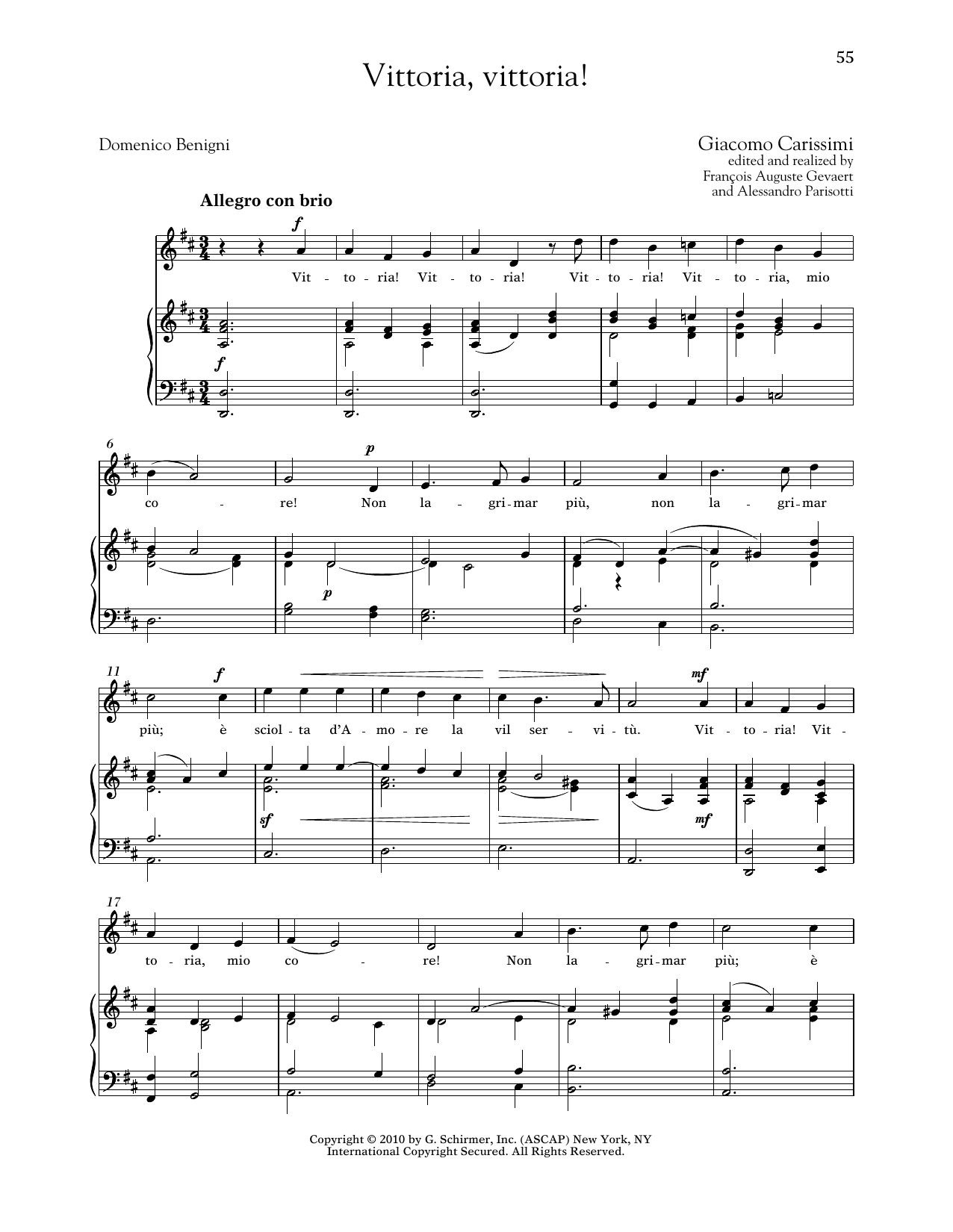 Giocomo Carissimi Vittoria, Vittoria! (High Voice) Sheet Music Notes & Chords for Piano & Vocal - Download or Print PDF