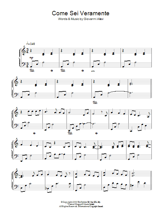 Giovanni Allevi Come Sei Veramente Sheet Music Notes & Chords for Piano Solo - Download or Print PDF