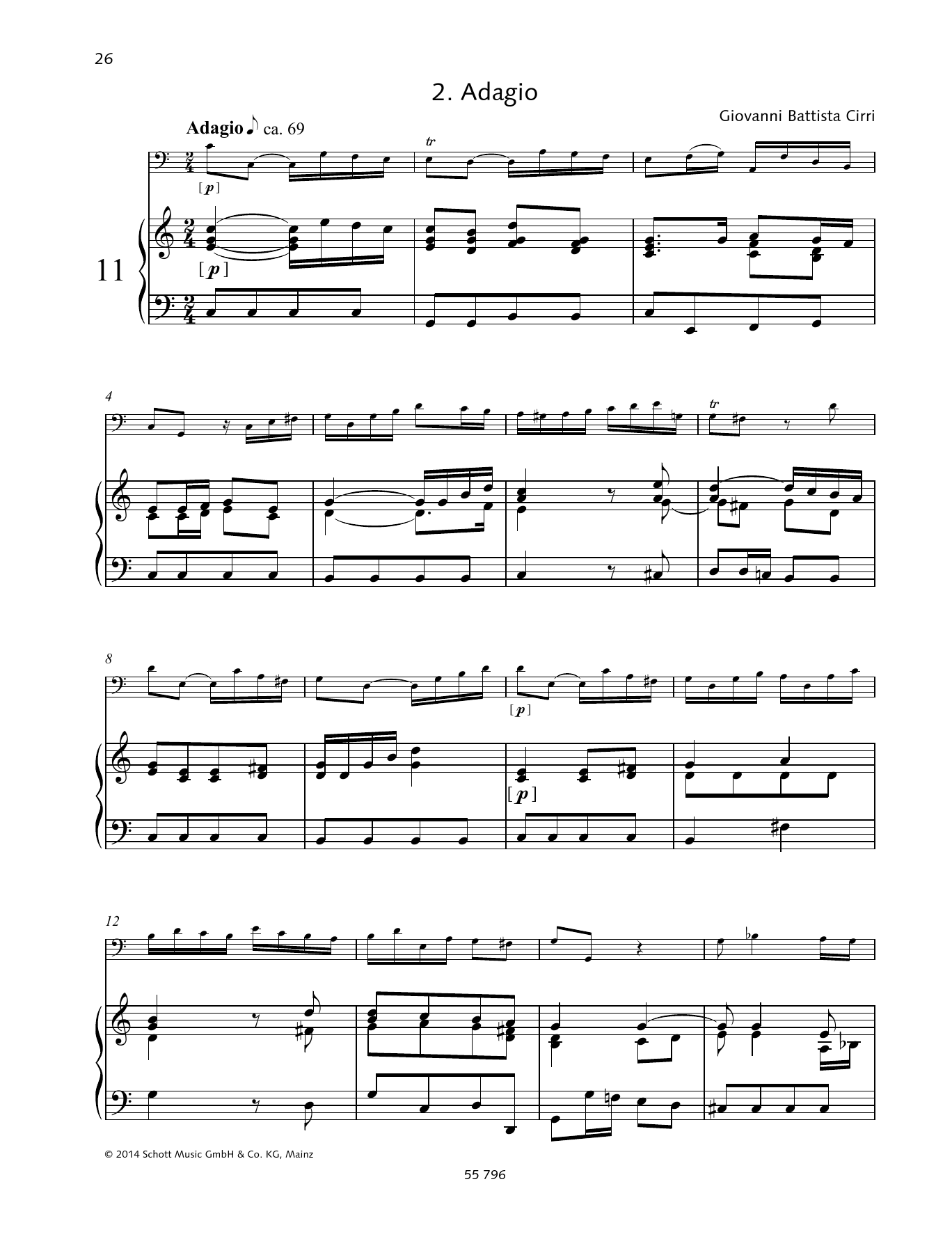Giovanni Battista Cirri Adagio Sheet Music Notes & Chords for String Solo - Download or Print PDF