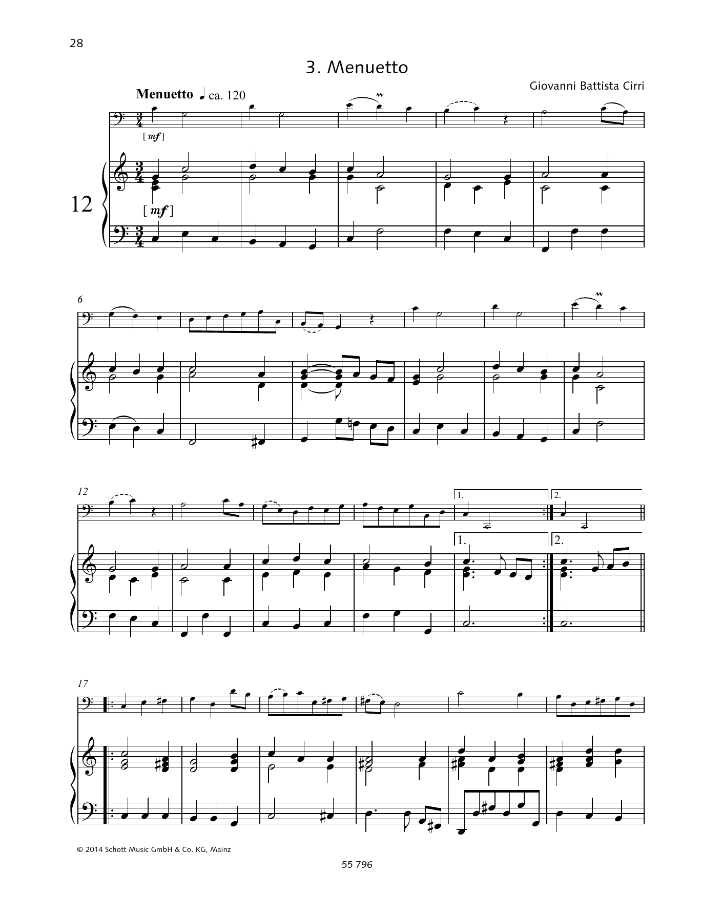Giovanni Battista Cirri Menuetto Sheet Music Notes & Chords for String Solo - Download or Print PDF