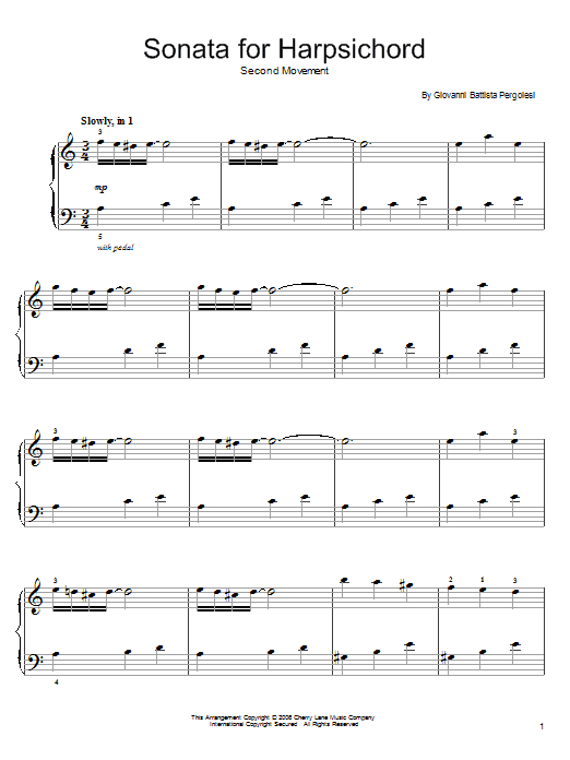 Giovanni Battista Pergolesi Andantino Espressivo Sheet Music Notes & Chords for Easy Piano - Download or Print PDF
