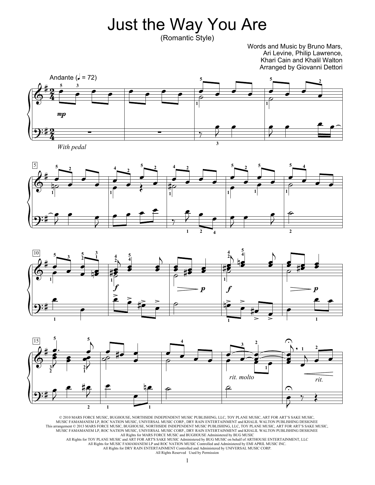 Giovanni Dettori Just The Way You Are Sheet Music Notes & Chords for Educational Piano - Download or Print PDF