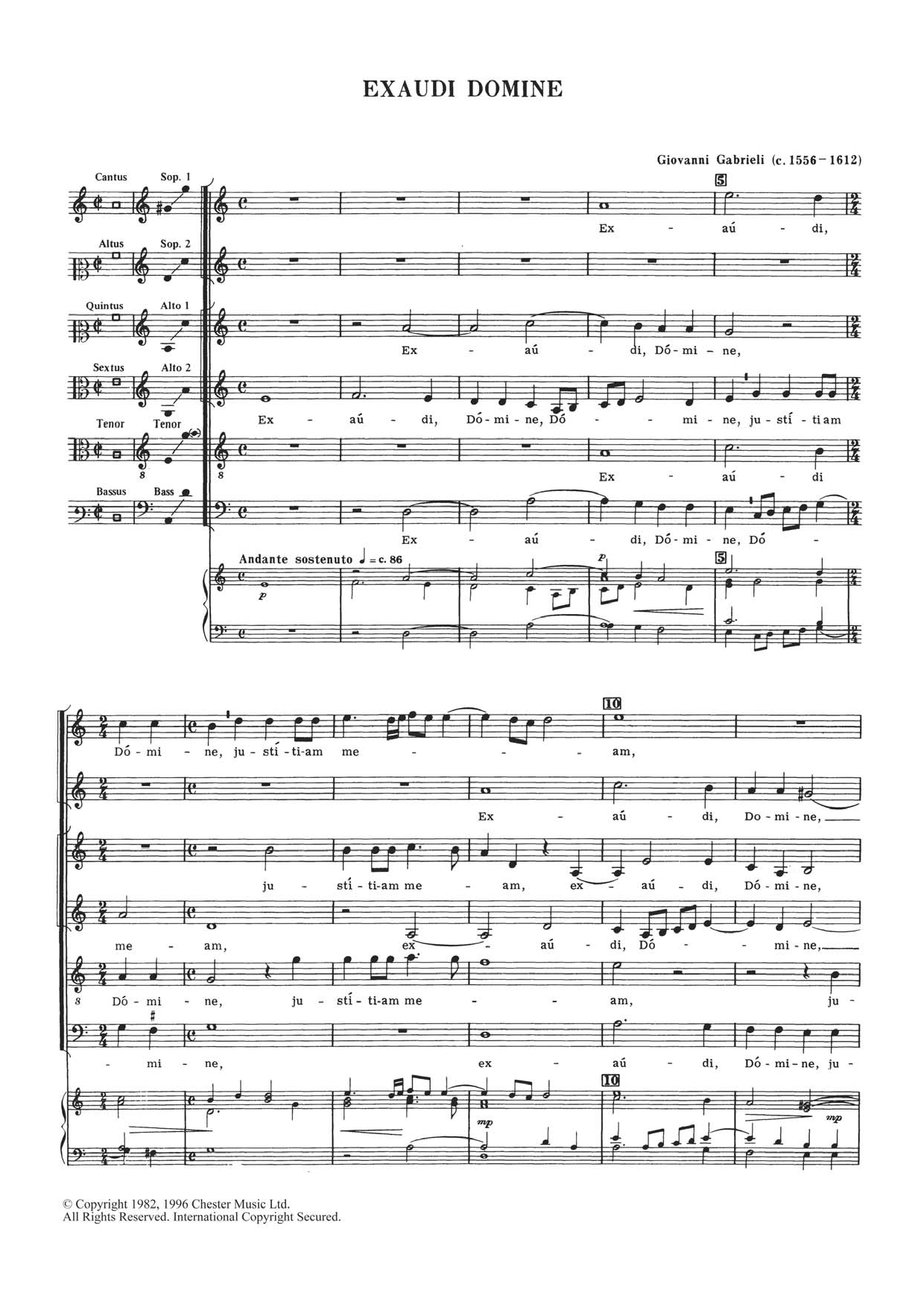 Giovanni Gabrieli Exaudi Domine Sheet Music Notes & Chords for Choral SAATB - Download or Print PDF