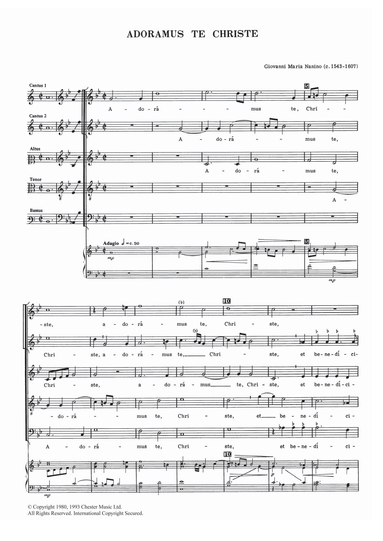 Giovanni Maria Nanino Adoramus Te Christe Sheet Music Notes & Chords for Choral SSATB - Download or Print PDF