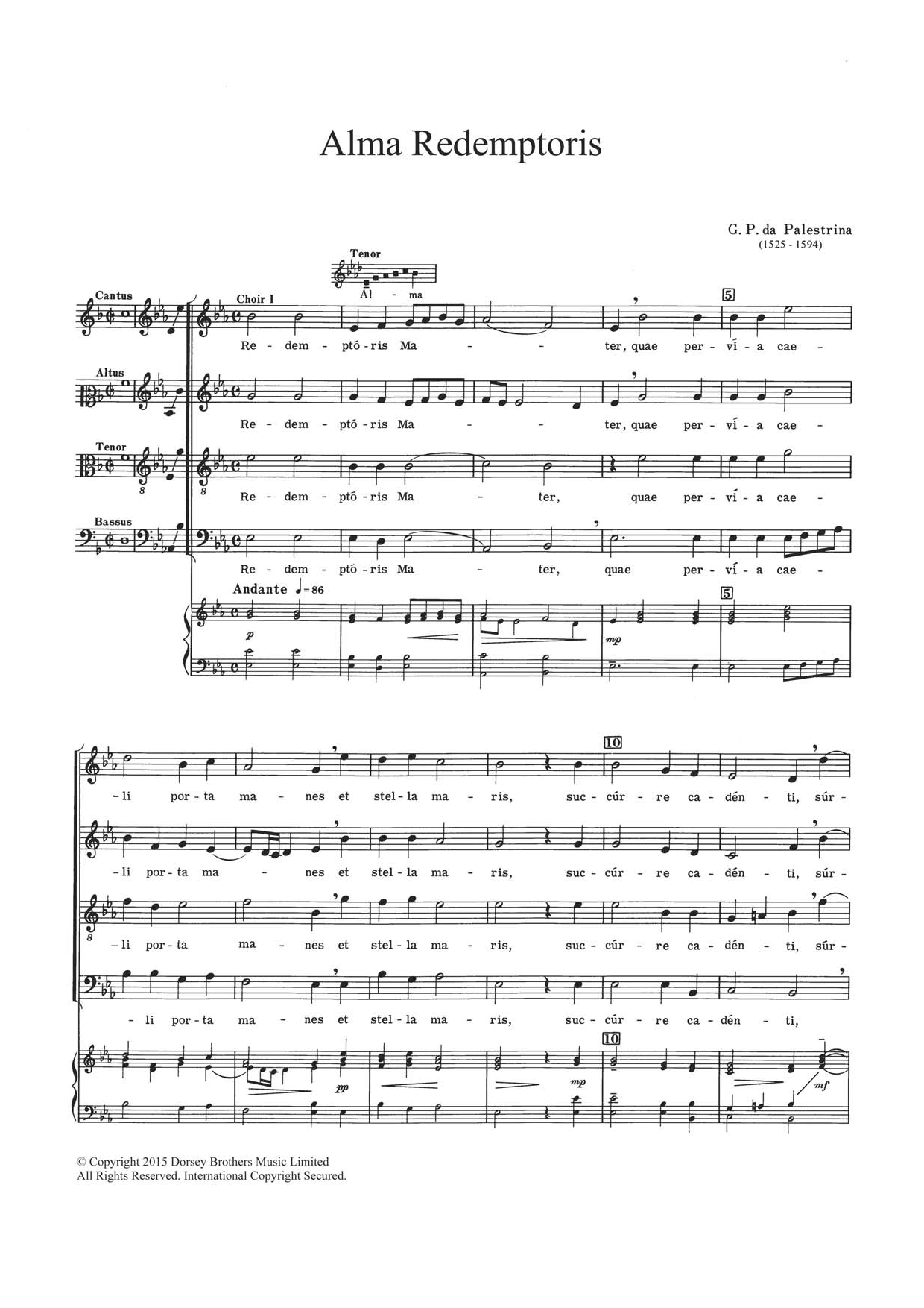 Giovanni Palestrina Alma Redemptoris Sheet Music Notes & Chords for Choir - Download or Print PDF