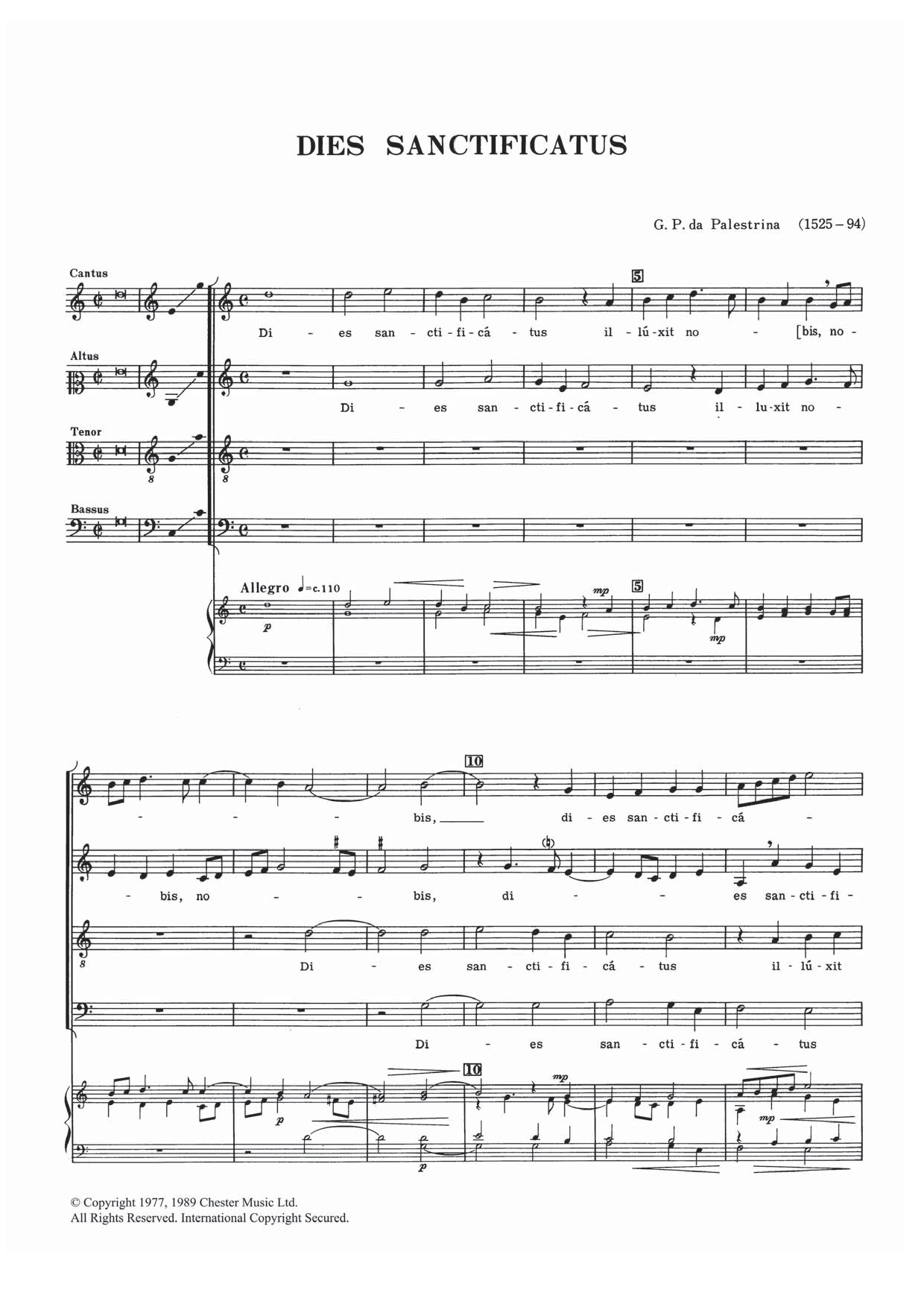 Giovanni Palestrina Dies Sanctificatus Sheet Music Notes & Chords for SATB - Download or Print PDF