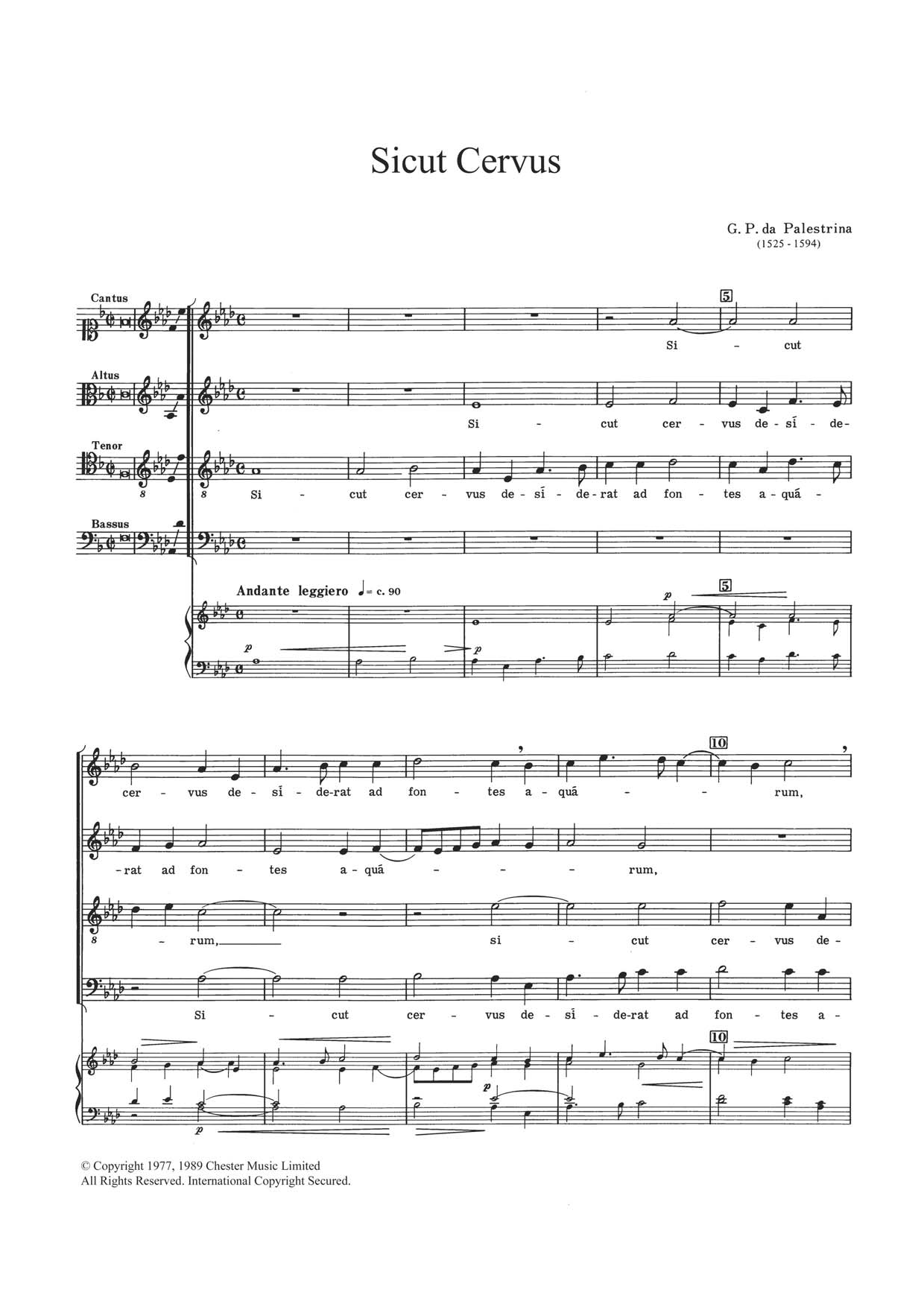 Giovanni Palestrina Sicut Cervus Sheet Music Notes & Chords for Choir - Download or Print PDF
