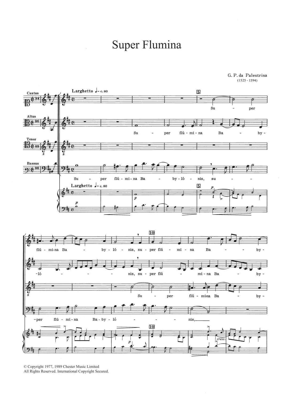 Giovanni Palestrina Super Flumina Sheet Music Notes & Chords for Choir - Download or Print PDF