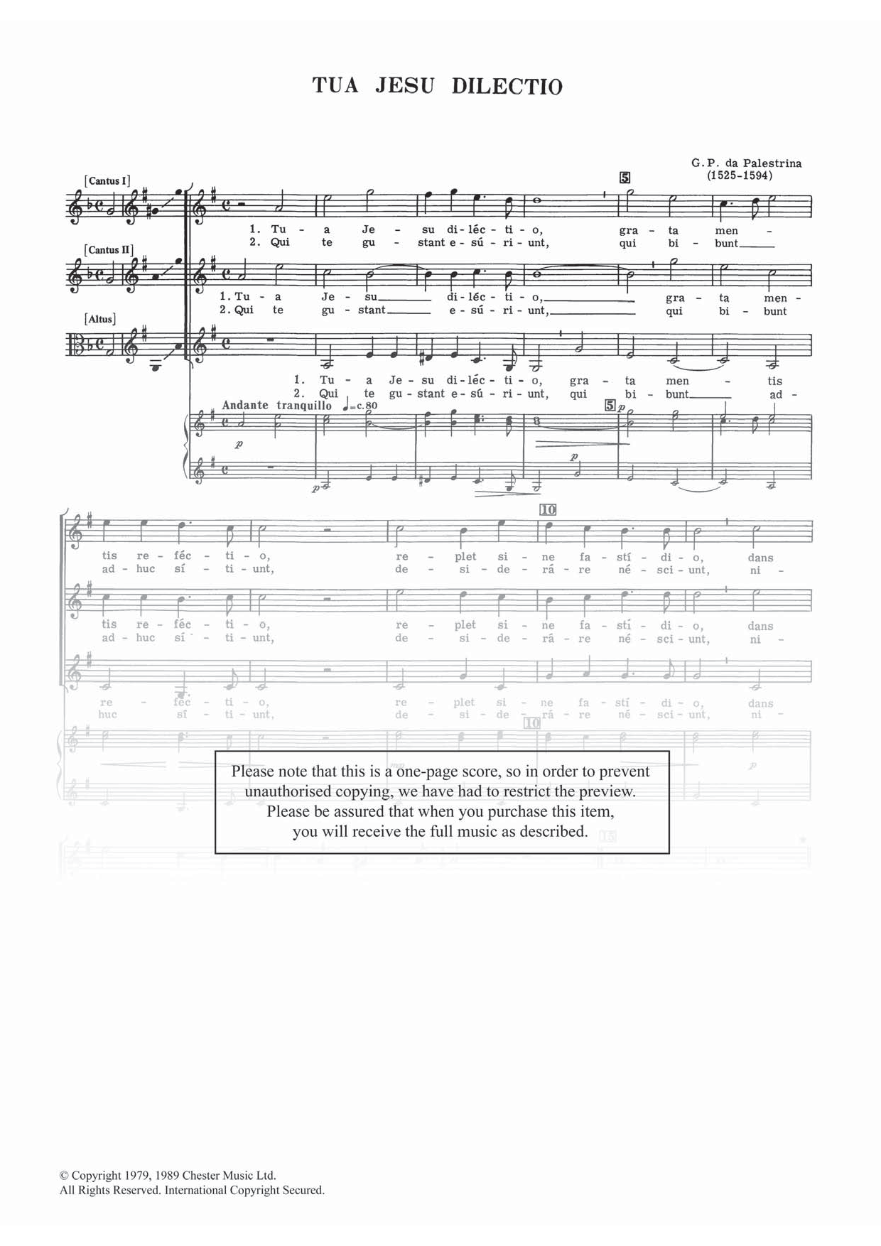 Giovanni Palestrina Tua Jesu Dilectio Sheet Music Notes & Chords for SSA - Download or Print PDF