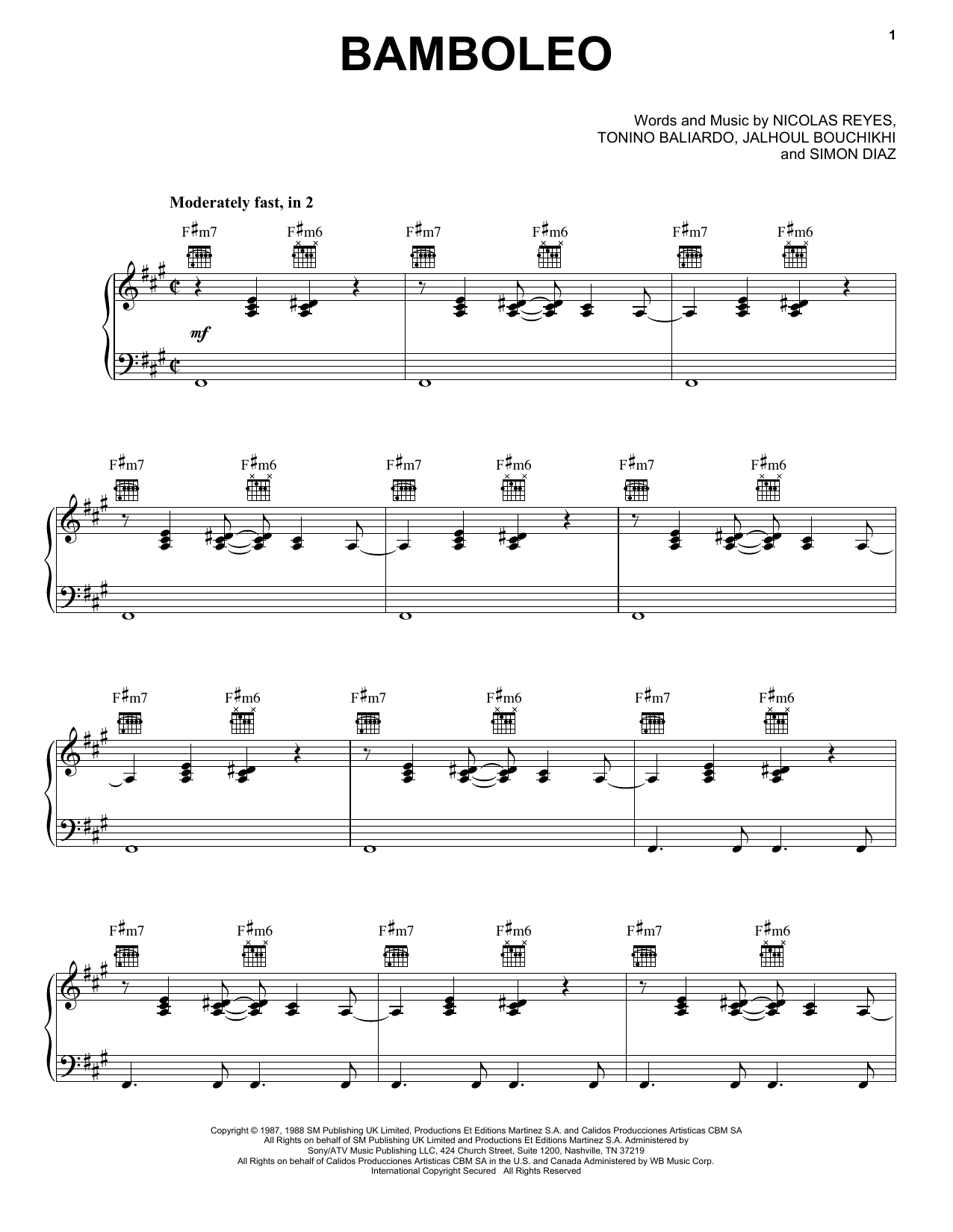 The Gipsy Kings Bamboleo Sheet Music Download Pdf Score