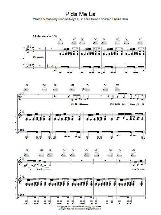 Preview Gipsy Kings Pida Me La World sheet music, notes and chords for Piano, Vocal & Guitar, SKU: 37618 Pida Me La sheet music