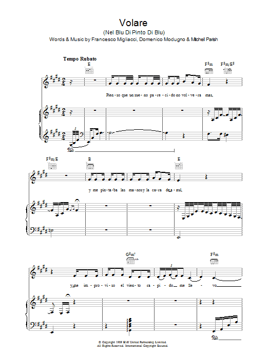 Gipsy Kings Volare Nel Blu Di Pinto Di Blu Sheet Music Download Pdf Score