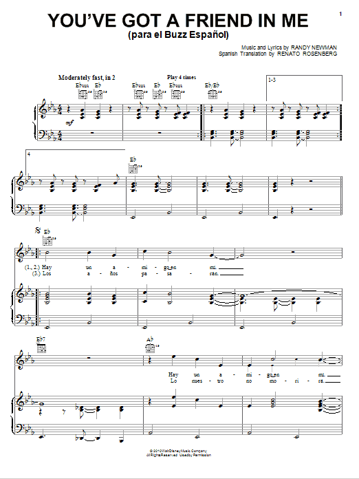 You've Got a Friend in Me (para el Buzz Español) (from Toy Story 3) sheet music