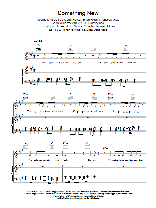 Girls Aloud Something New Sheet Music Notes & Chords for Piano, Vocal & Guitar (Right-Hand Melody) - Download or Print PDF