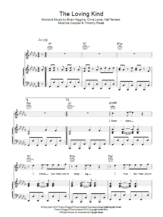 Girls Aloud The Loving Kind Sheet Music Notes & Chords for Piano, Vocal & Guitar - Download or Print PDF Girls Aloud The Loving Kind Sheet Music Notes & Chords for Piano, Vocal & Guitar - Download or Print PDF