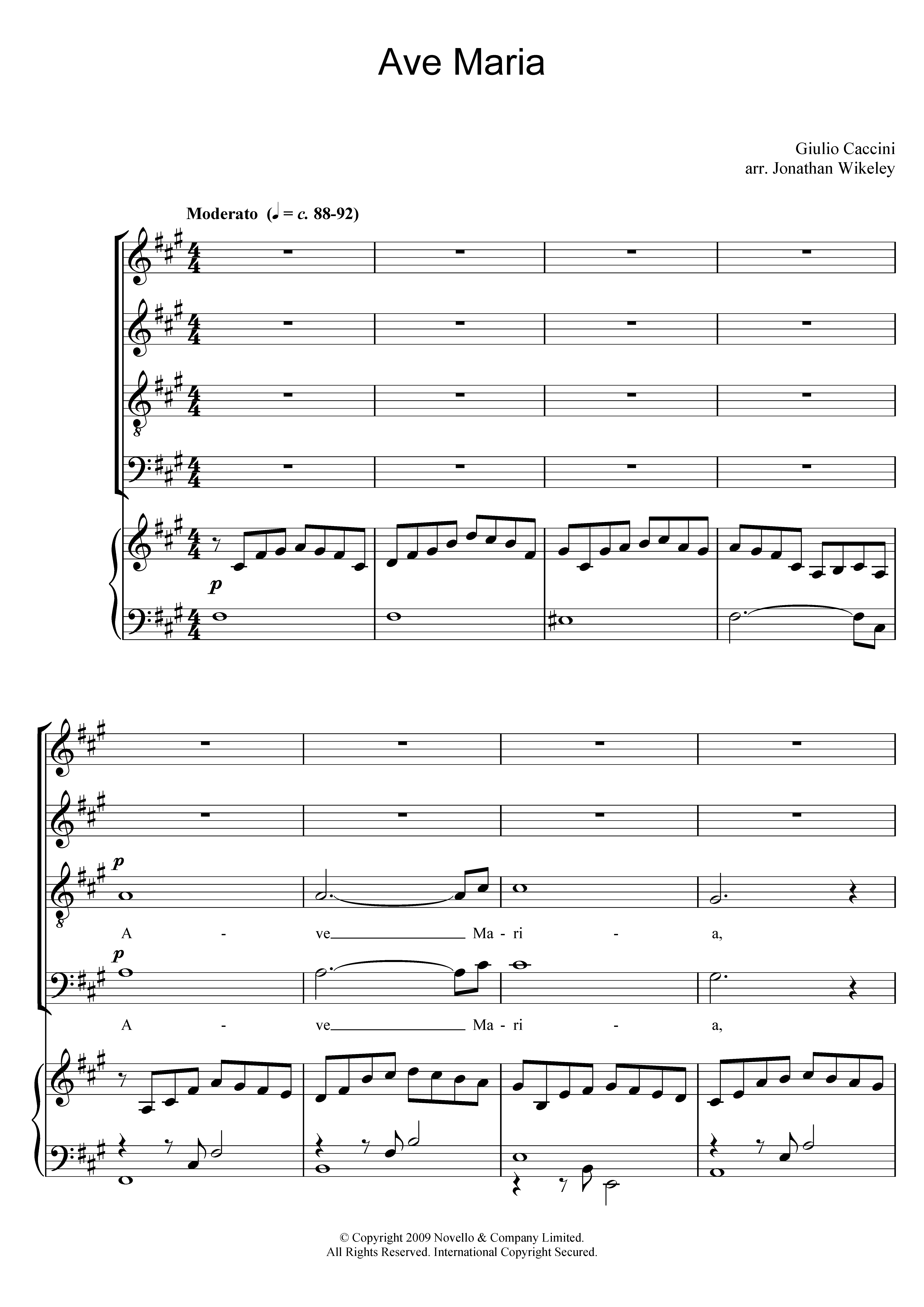 Giulio Caccini Ave Maria Sheet Music Notes & Chords for SATB - Download or Print PDF