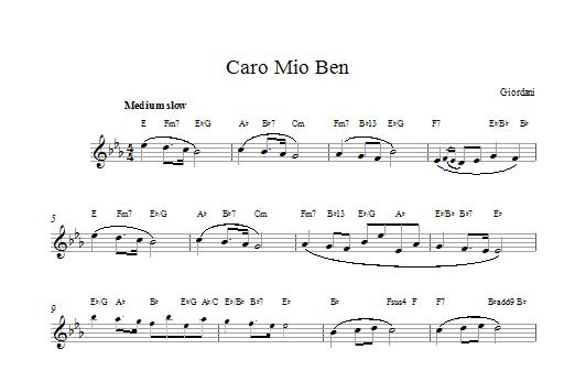 Giuseppe Giordani Caro Mio Ben Sheet Music Notes & Chords for Melody Line & Chords - Download or Print PDF