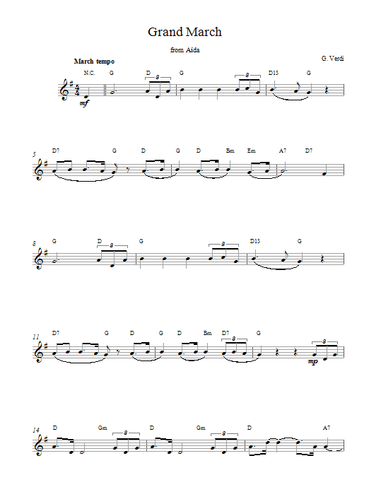 Giuseppe Verdi Grand March (from Aida) Sheet Music Notes & Chords for Melody Line & Chords - Download or Print PDF