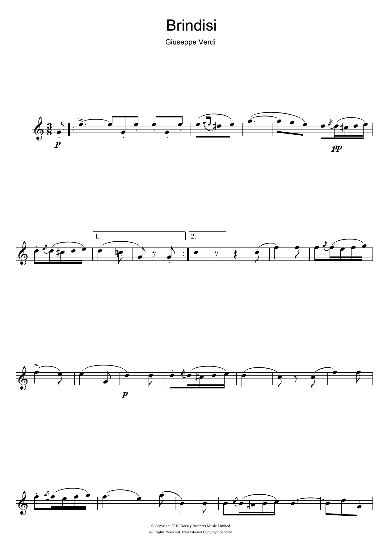 Giuseppe Verdi Brindisi (from La Traviata) Sheet Music Notes & Chords for Alto Saxophone - Download or Print PDF