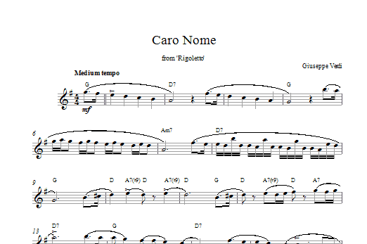 Giuseppe Verdi Caro Nome Sheet Music Notes & Chords for Piano Solo - Download or Print PDF