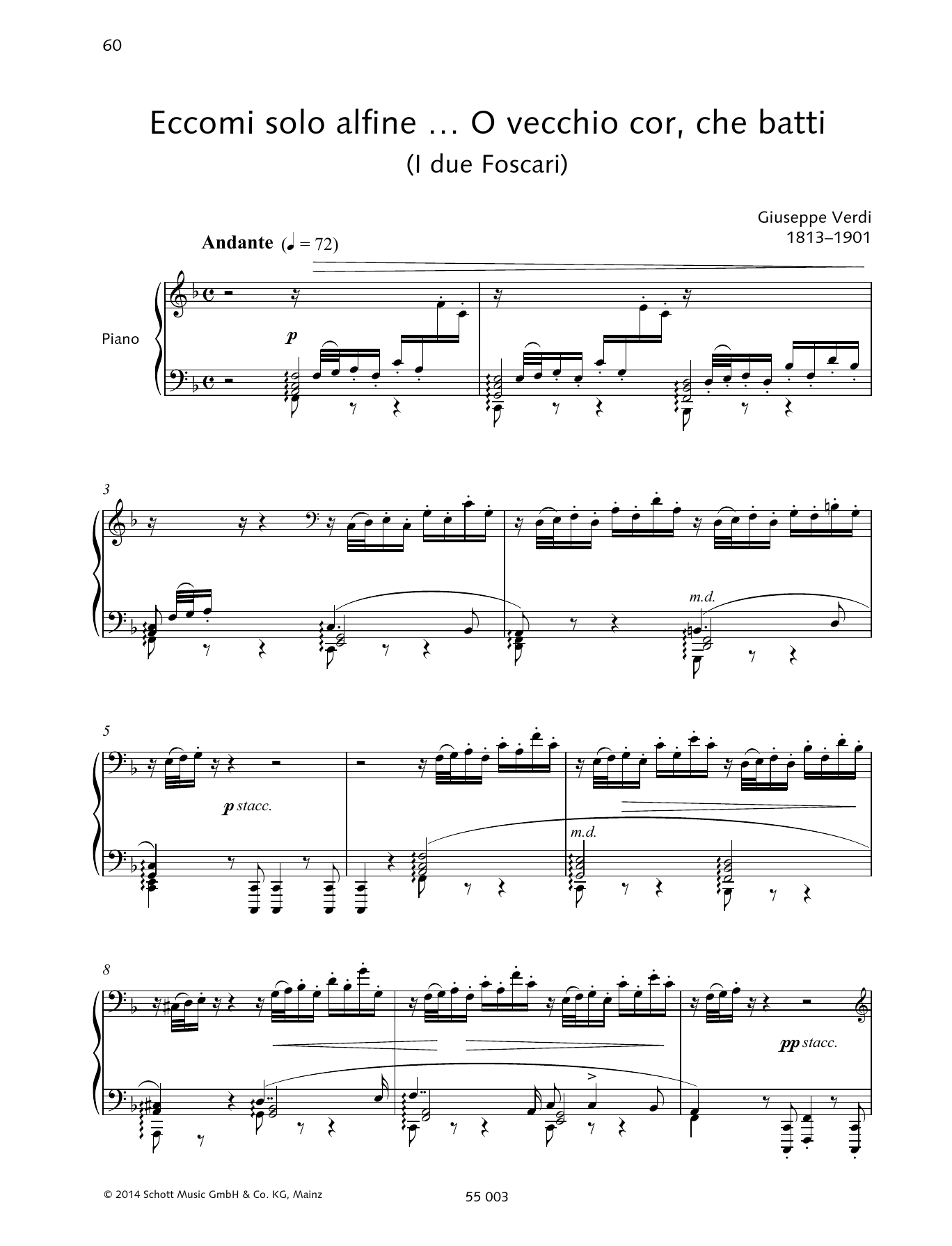 Giuseppe Verdi Eccomi solo alfine ... O vecchio cor, che batti Sheet Music Notes & Chords for Piano & Vocal - Download or Print PDF