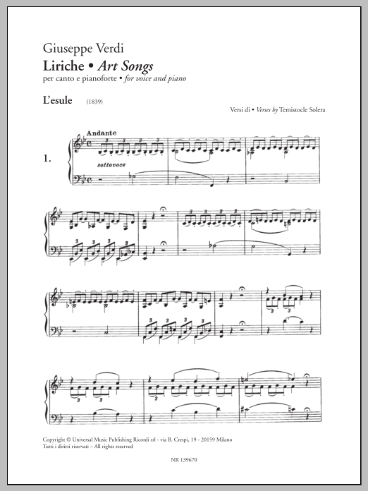 Giuseppe Verdi Liriche (Art Songs) Sheet Music Notes & Chords for Piano & Vocal - Download or Print PDF