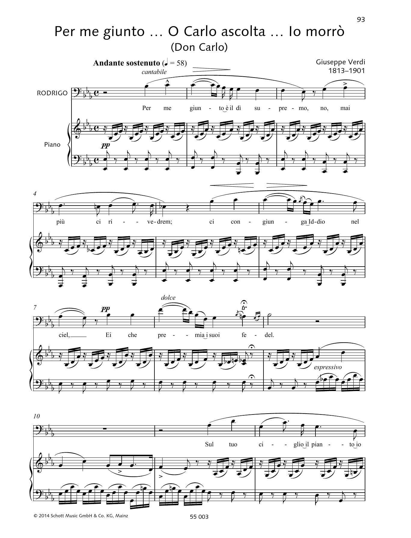 Giuseppe Verdi Per me giunto... O Carlo ascolta... lo morrò Sheet Music Notes & Chords for Piano & Vocal - Download or Print PDF