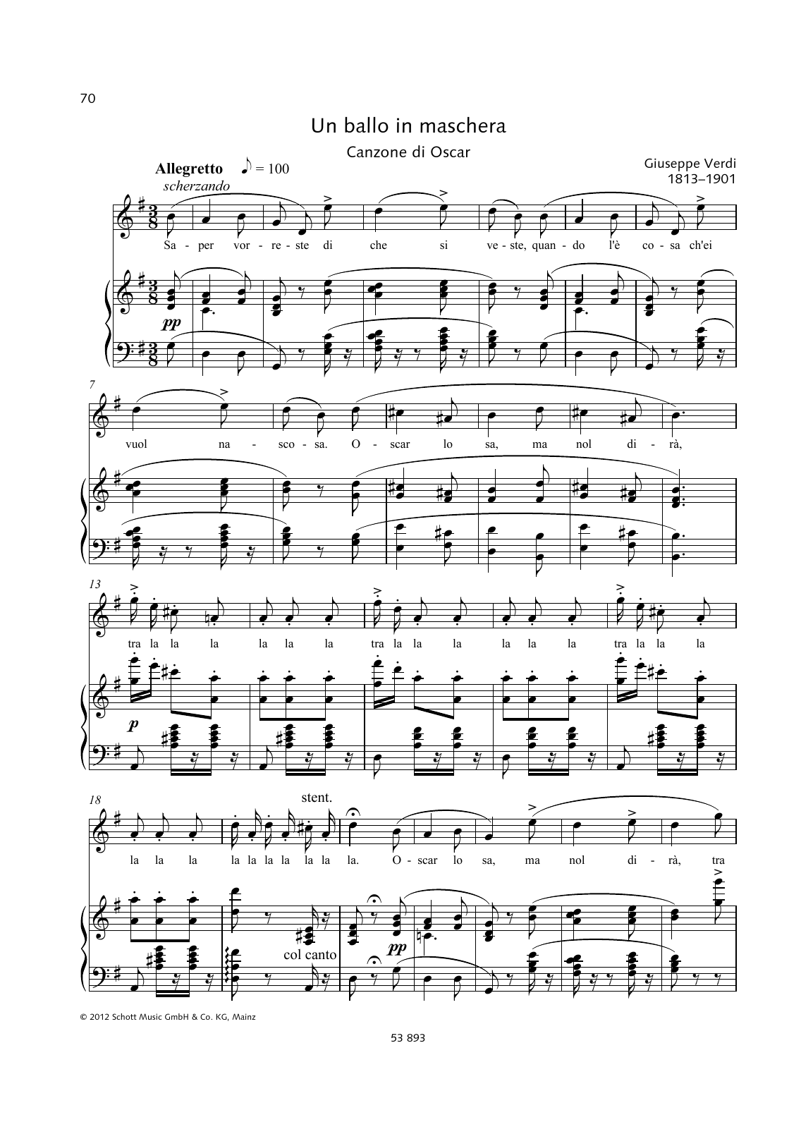 Giuseppe Verdi Saper vorreste di che si veste Sheet Music Notes & Chords for Piano & Vocal - Download or Print PDF