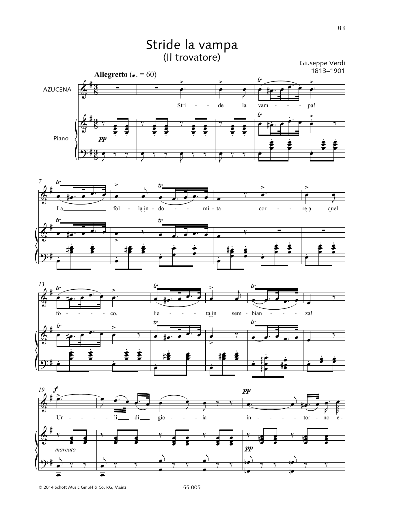 Giuseppe Verdi Stride La Vampa Sheet Music Notes & Chords for Piano Solo - Download or Print PDF