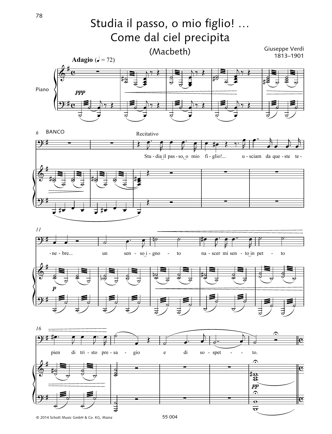 Giuseppe Verdi Studia il passo, o mio figlio!... Come dal ciel precipita Sheet Music Notes & Chords for Piano & Vocal - Download or Print PDF
