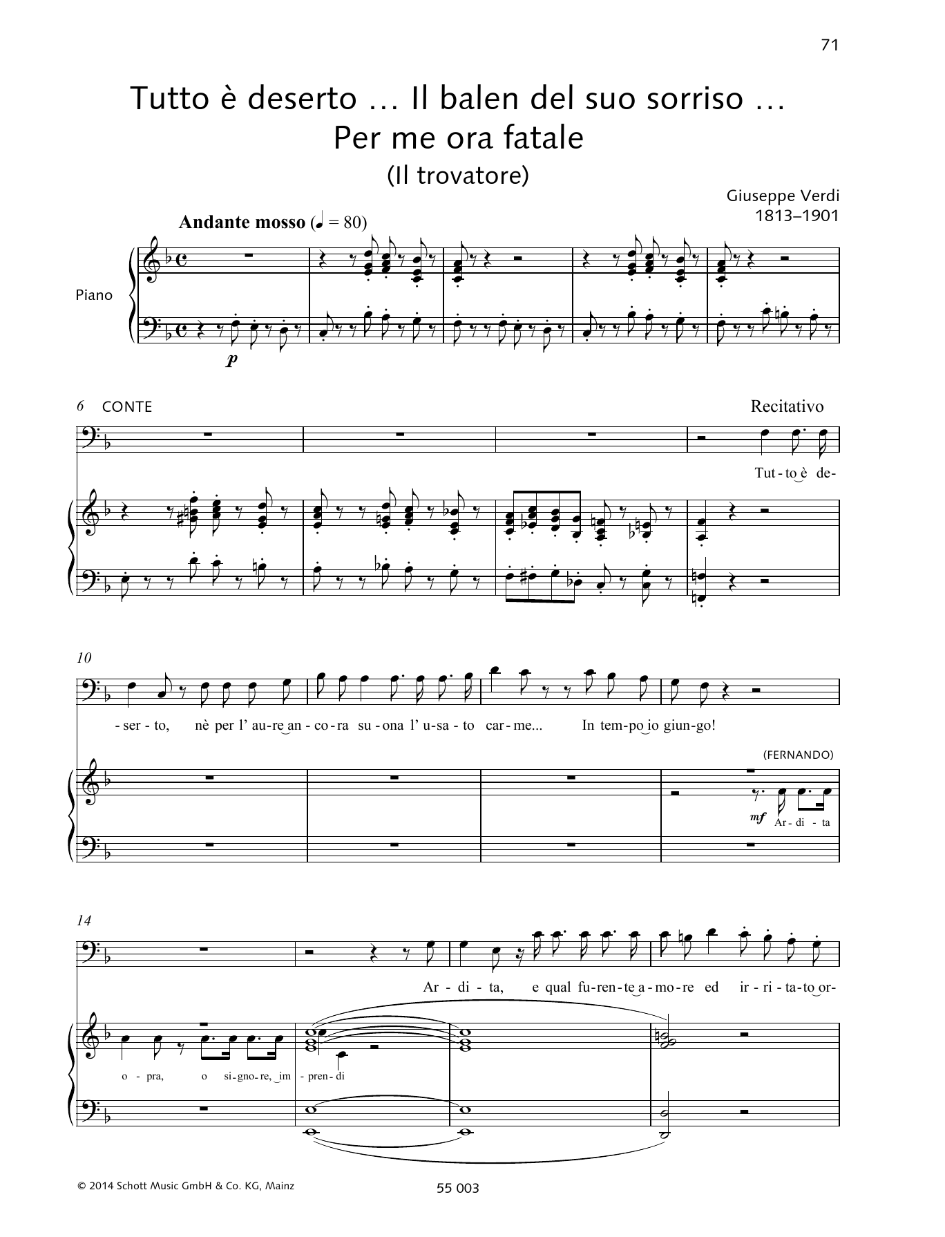 Giuseppe Verdi Tutto è deserto... Il balen del suo sorriso... Per me ora fatale Sheet Music Notes & Chords for Piano & Vocal - Download or Print PDF