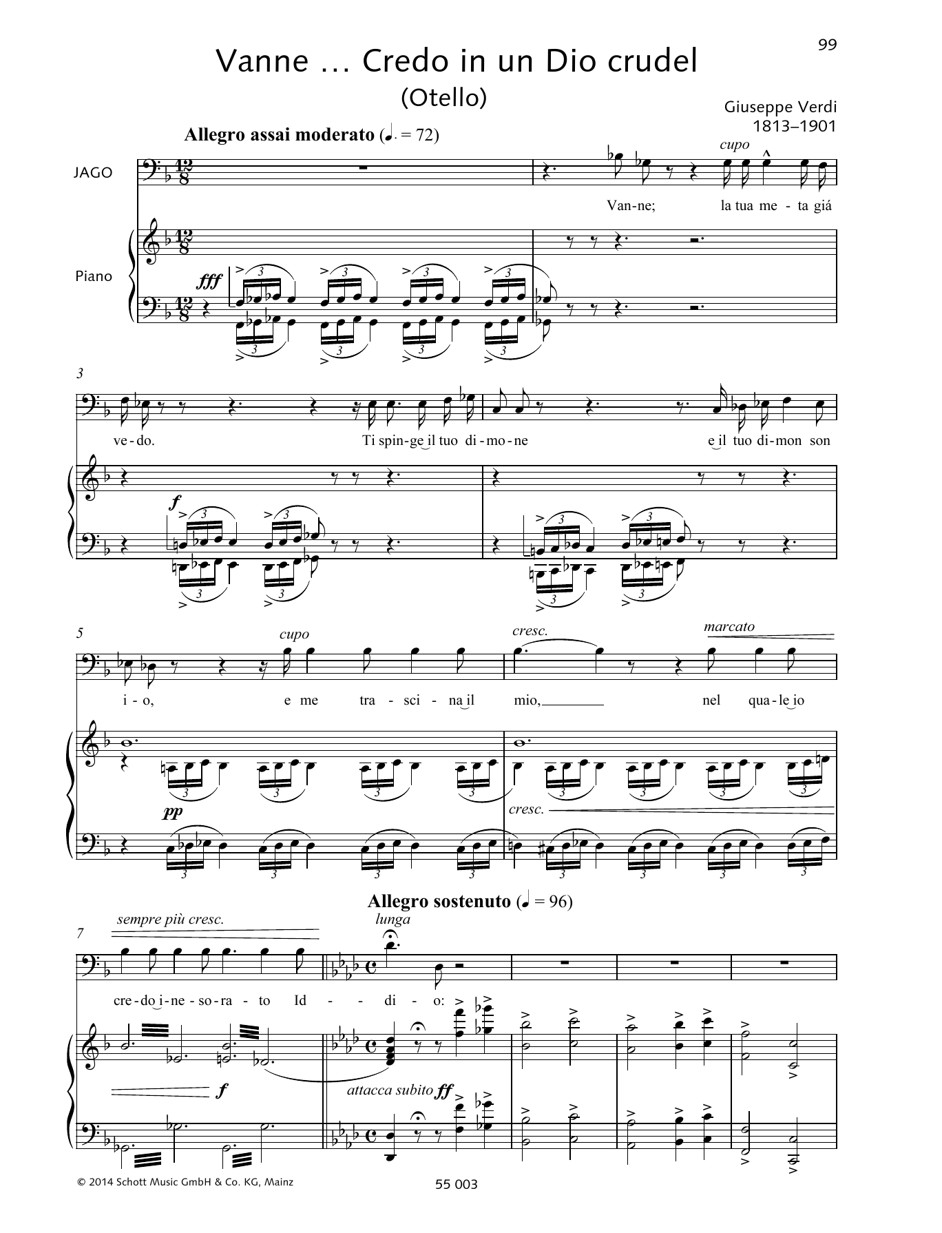 Giuseppe Verdi Vanne... Credo in un Dio crudel Sheet Music Notes & Chords for Piano & Vocal - Download or Print PDF