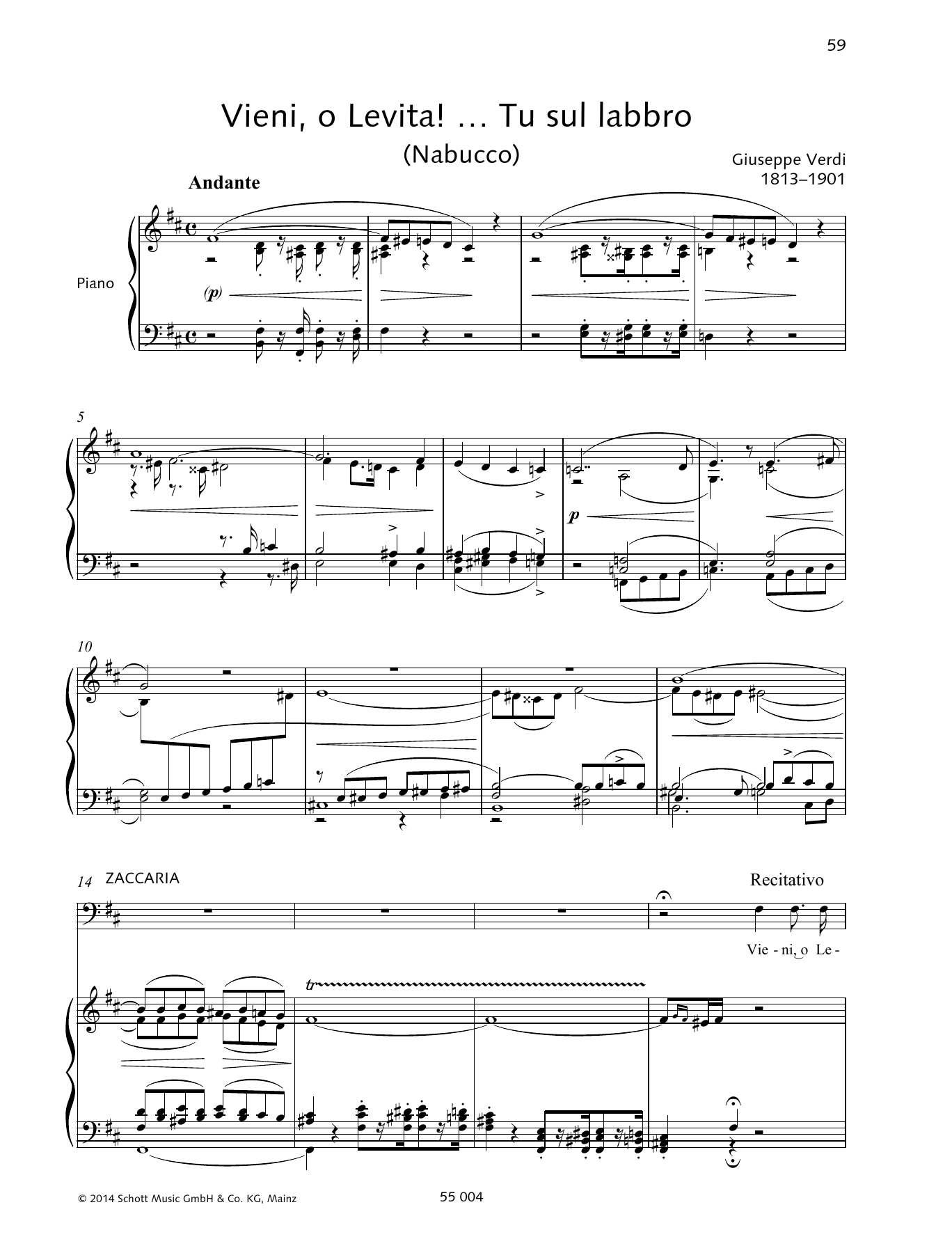 Giuseppe Verdi Vieni, o Levita!... Tu sul labbro Sheet Music Notes & Chords for Piano & Vocal - Download or Print PDF