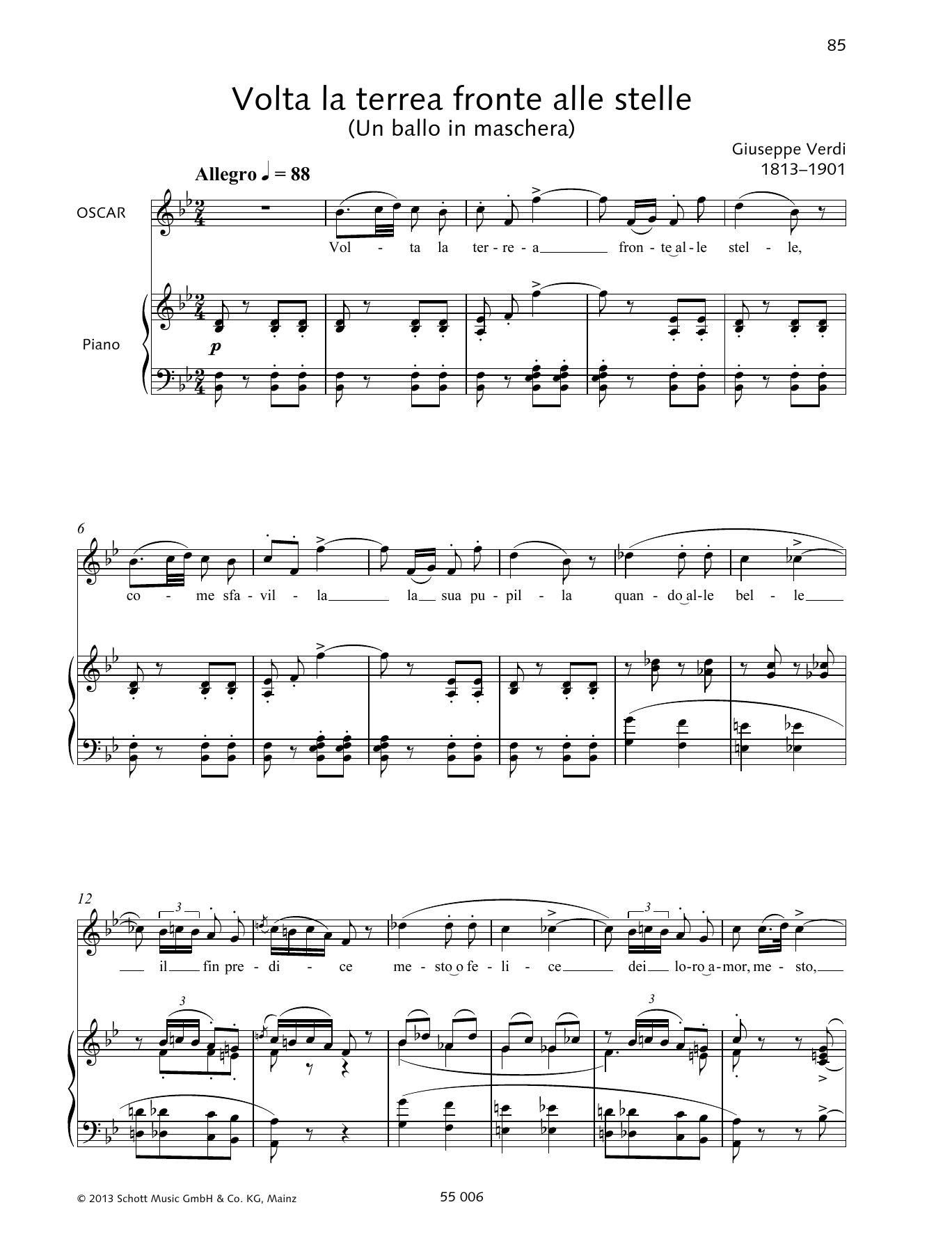 Giuseppe Verdi Volta la terrea fronte alle stelle Sheet Music Notes & Chords for Piano & Vocal - Download or Print PDF