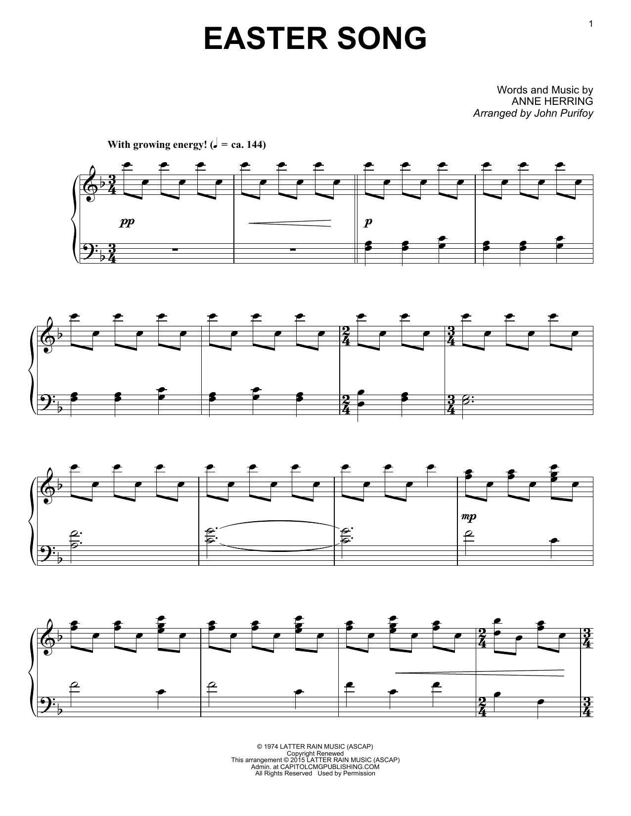 Glad Easter Song Sheet Music Notes & Chords for Piano - Download or Print PDF