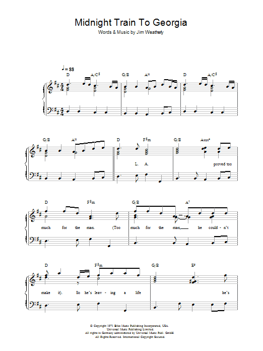 Gladys Knight & The Pips Midnight Train To Georgia Sheet Music Notes & Chords for Ukulele - Download or Print PDF