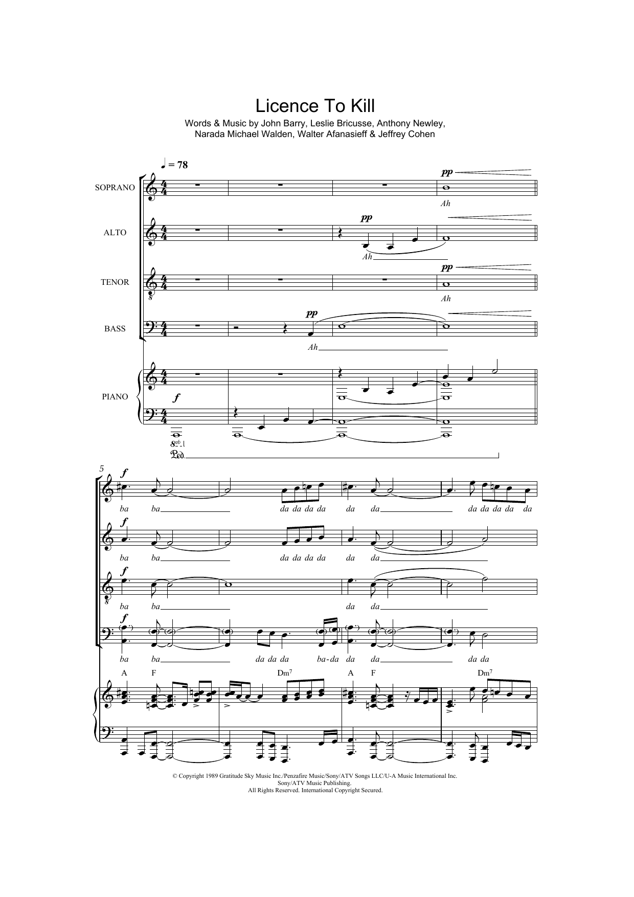 Gladys Knight Licence To Kill (arr. Thomas Lydon) Sheet Music Notes & Chords for SATB - Download or Print PDF