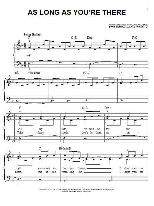 Glee Cast As Long As You're There Sheet Music Notes & Chords for Easy Piano - Download or Print PDF