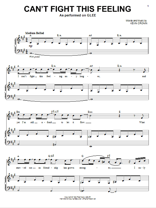 Glee Cast Can't Fight This Feeling Sheet Music Notes & Chords for Easy Piano - Download or Print PDF