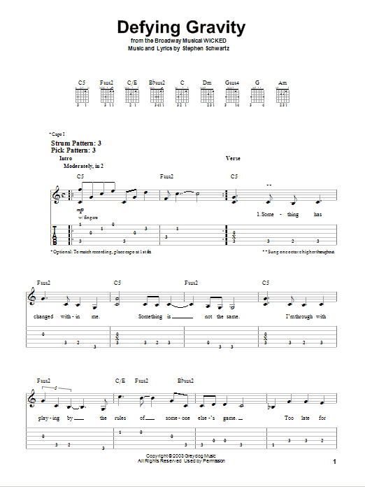 Stephen Schwartz Defying Gravity (from Wicked) Sheet Music Notes & Chords for Ukulele - Download or Print PDF