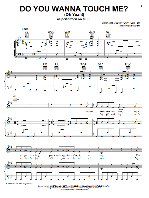 Glee Cast Do You Wanna Touch Me? (Oh Yeah!) Sheet Music Notes & Chords for Easy Piano - Download or Print PDF