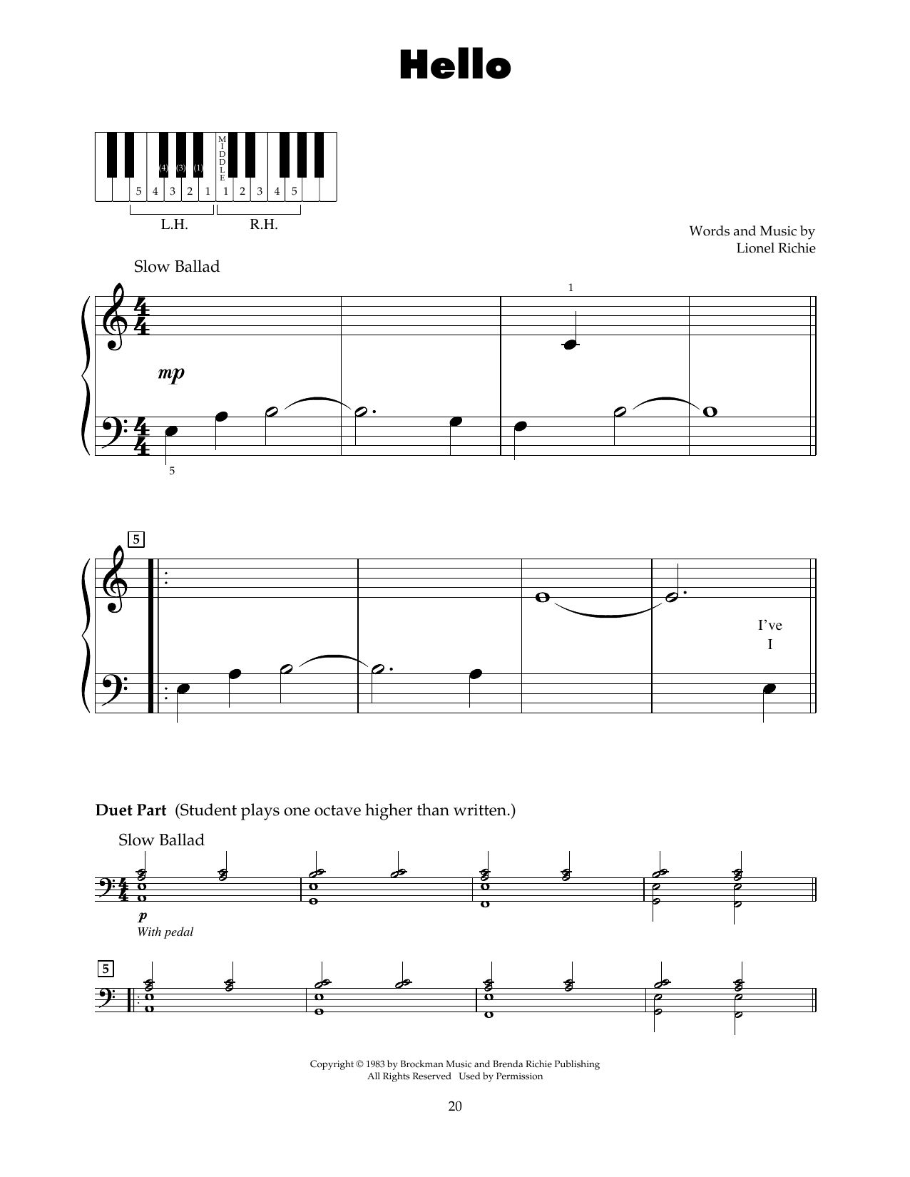 Glee Cast (feat. Jonathan Groff) Hello Sheet Music Notes & Chords for 5-Finger Piano - Download or Print PDF