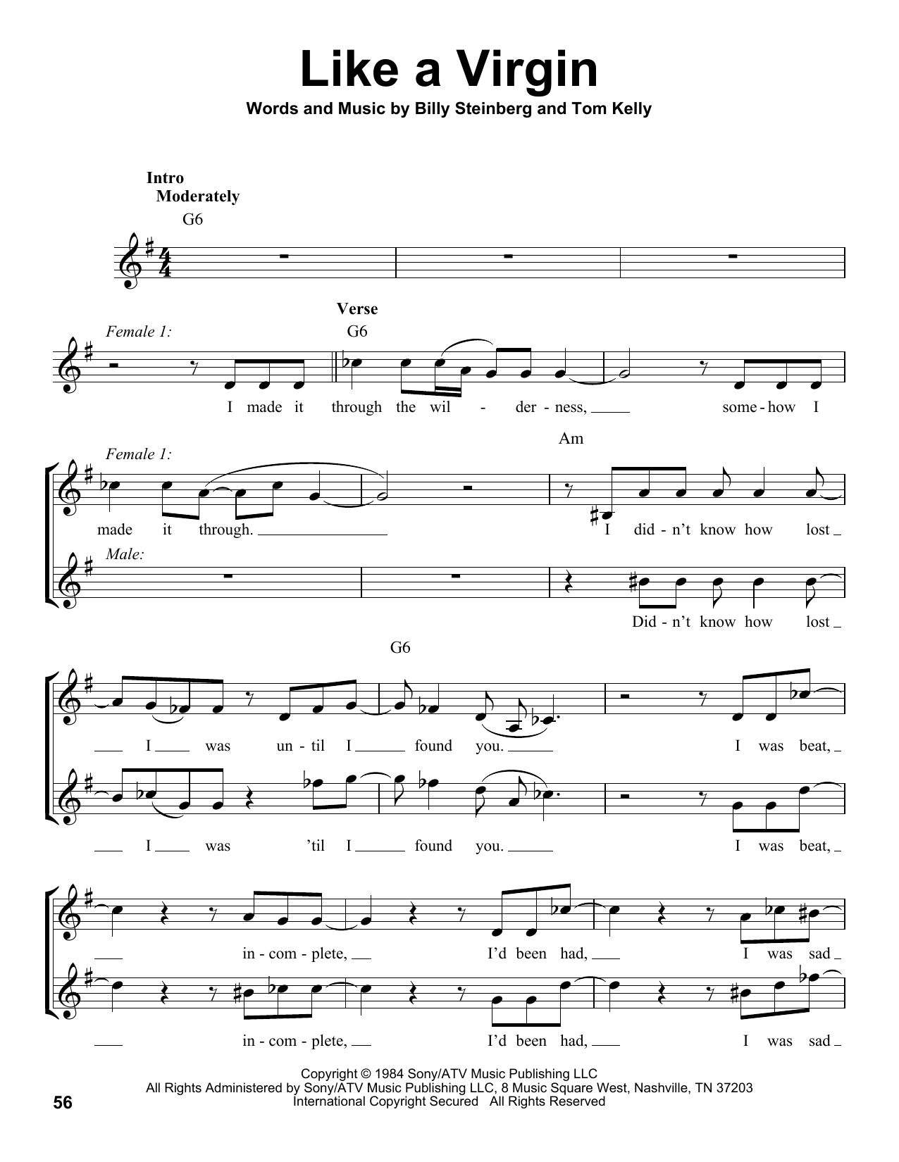 Glee Cast feat. Matthew Morrison, Jayma Mayes, Naya Rivera, Like A Virgin Sheet Music Notes & Chords for Voice - Download or Print PDF
