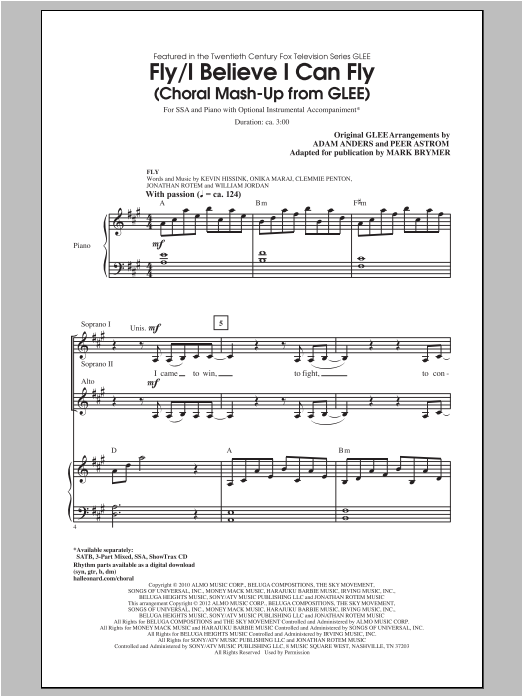 Glee Cast Fly / I Believe I Can Fly (Choral Mash-up from Glee) (ed. Mark Brymer) Sheet Music Notes & Chords for SATB - Download or Print PDF