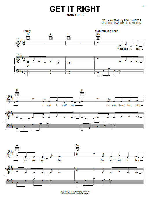 Glee Cast Get It Right Sheet Music Notes & Chords for Easy Piano - Download or Print PDF