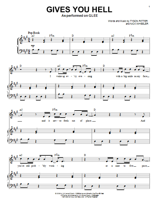 Glee Cast Gives You Hell Sheet Music Notes & Chords for Drums - Download or Print PDF