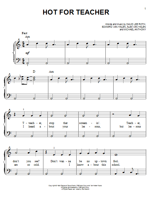 Glee Cast Hot For Teacher Sheet Music Notes & Chords for Easy Piano - Download or Print PDF