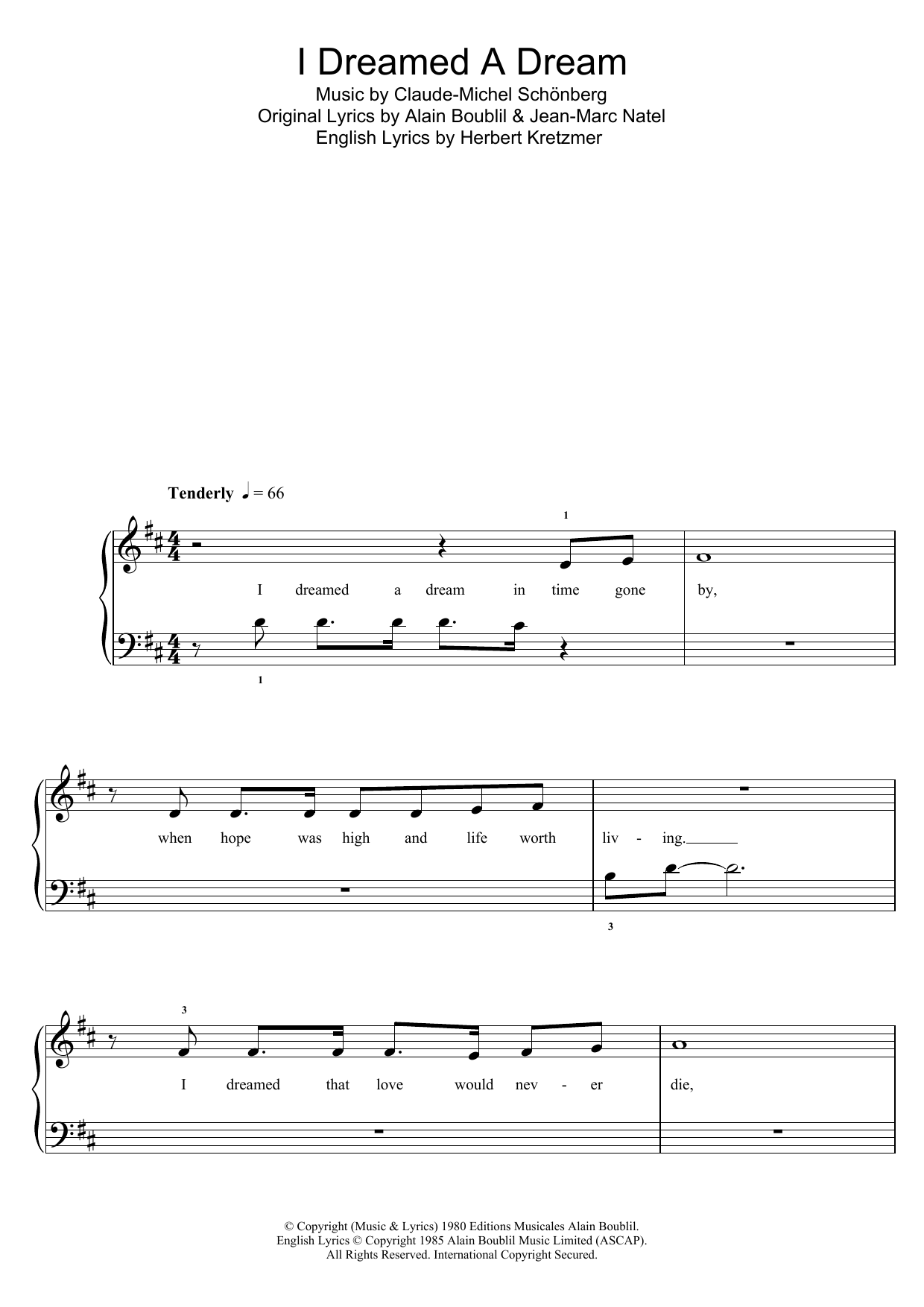 Glee Cast I Dreamed A Dream (from Les Miserables) Sheet Music Notes & Chords for 5-Finger Piano - Download or Print PDF