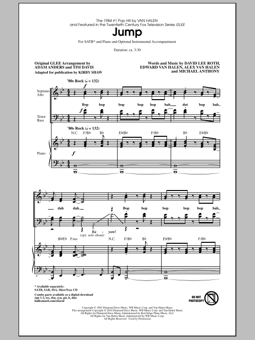 Glee Cast Jump (ed. Kirby Shaw) Sheet Music Notes & Chords for SSA - Download or Print PDF