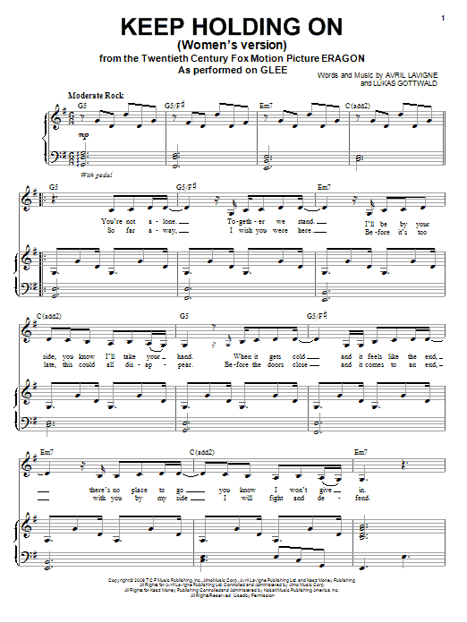 Glee Cast Keep Holding On Sheet Music Notes & Chords for Easy Piano - Download or Print PDF